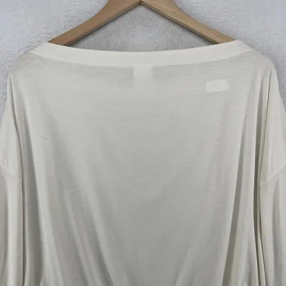 ATHLETA Top M Oversized Cropped Boat Neck Long Sleeve Cinched Off White - Picture 8 of 12
